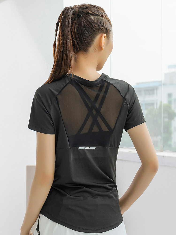 Yoga Fitness Top - قميص رياضي صيفي نسائي بأكمام قصيرة