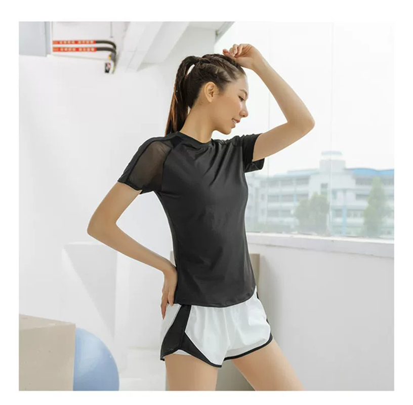 قميص رياضي صيفي نسائي بأكمام ق - مراجعة Yoga Fitness Top وسعره